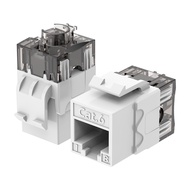 180° Angled Short Body Keystone Jack, Cat5e/Cat6/Cat6A Gigabit Ethernet Wall Socket, IDC Punch Down 