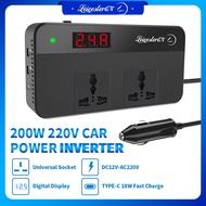 【Upgraded】LST 200W Car Power Inverter 12V to 220V Car Converter Original 2 AC Outlets 2 USB Ports 1 