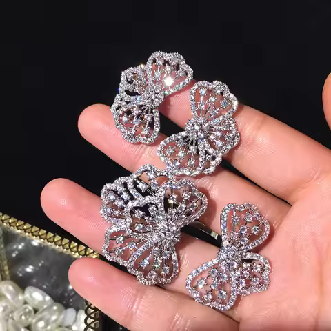 Bilincolor Fashion Ctrystal Clear Cubic Zirconia Earring and Ring Set for Women Gift
