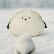 真皮銀喉長尾山雀拉鍊短夾 可收納票卡零錢包