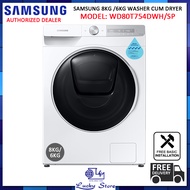 (BULKY) SAMSUNG WD80T754DWH/SP 8KG/6KG WASHER DRYER COMBO, 4 TICKS, FREE DELIVERY, FREE INSTALLATION
