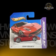 Red Ferrari F12 Short Hotwheels Card Model Car