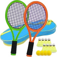 Federball Set Kinder,17 Zoll TennisschläGer Für Kinder,Tennis Setmit 8 Badminton Und 4 Softball