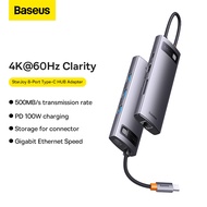 Baseus USB C HUB Multi Mạng Ethernet PD 100W Loại C Type C Đế Cắm Bộ Chia HDMI Tương Thích USB 3.0 C