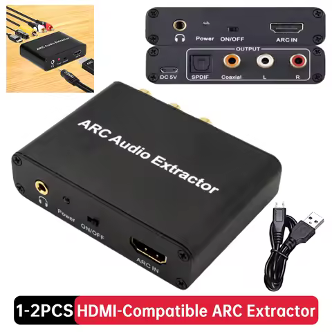 1-2pcs HDMI-Compatible ARC Audio Extractor ARC To SPDIF Coaxial L/R 3.5mm Jack Extractor Return Chan