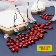 Red Bean Acacia Bean Creative Key Chain Mobile Phone Pendant Bag Flash Drive Lanyard Pendant Lotus B
