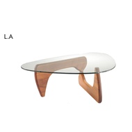 LA CLEAR GLASS TOP SOLID RUBBER WOOD COFFEE TABLE
