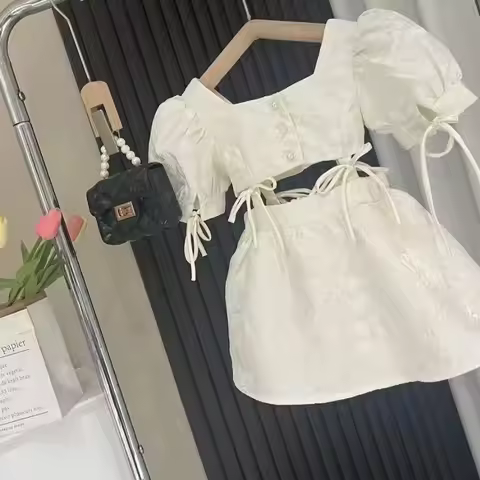 Fashion Baby Girl Princess Tie Dress Puff Sleeve Infant Toddle Child Square Collar Vestido Summer Ca