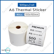 【Roll 500pcs】A6 Thermal Sticker 100*150mm / AWB / Shipping Label / Air Waybill / Consignment Note