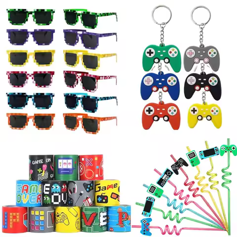 42pcs Video Game Party Favors Set Gamer Birthday Party Decorations Includes Gamer Keychains Slap Bra