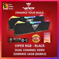 7H0H PATRIOT VIPER RGB GAMING RAM DDR4 16GB (2 x 8GB) 3200MHz Kit w/Black HEATSHIELD (PVR416G320C6K)