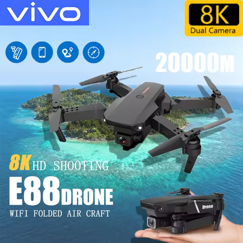 VIVO E88 Pro WiFi FPV Drone with Wide Angle HD 8K 1080P Camera Height Hold RC Foldable Quadcopter He