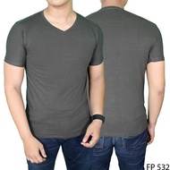 HIJAU Men's Plain Short-Sleeved V-Neck T-Shirt in Moss Green Spandex – FP 532
