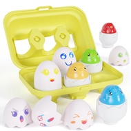 Color Shape Matching Eggs for Toddlers,Hide & Squeak Emoji Eggs,Montessori Education - Easter Eggs M