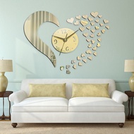 1 Set Creative Love Heart Living Room Wall Sticker with Quartz Clock DIY Acrylic Mirror Removable St