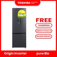 Toshiba GR-RB405WE-PMX(06) Black Bottom Mounted Fridge, 323L, Energy Rating 2 Ticks