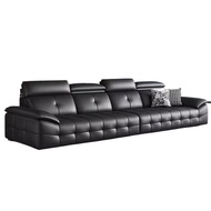 Genuine Leather Sofa Cat Paw Leather Sofa Minimalist Sofa Living Room Italian Style Simple Straight 