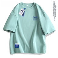 เสื้อยืดแขนสั้นผ้าฝ้ายแท้สำหรับฤดูร้อนปี 2025 รุ่นใหม่ของ NASA สำหรับผู้ชายและผู้หญิง คู่รัก แขนสั้น