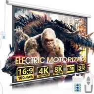 Aoxun 100" Motorized Projector Screen - Indoor and Outdoor Movies Screen 100 inch Electric 16:9 Proj
