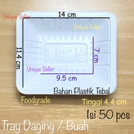 [isi50] Tray Buah & Daging Plastik Putih LUX 14x11x4 cm / Tray Buah Plastik LUX / Alas Plastik Buah 