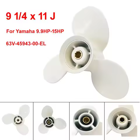 63V-45943-00 Propeller 9 1/4x11-J Fit Yamaha Outboard Engines 9.9 HP F9.9 15HP F15C F15 F20 Aluminum