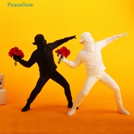 Peacellow Resin Statues Sculptures Banksy Flower Thrower Statue Home Modern Ornaments SG