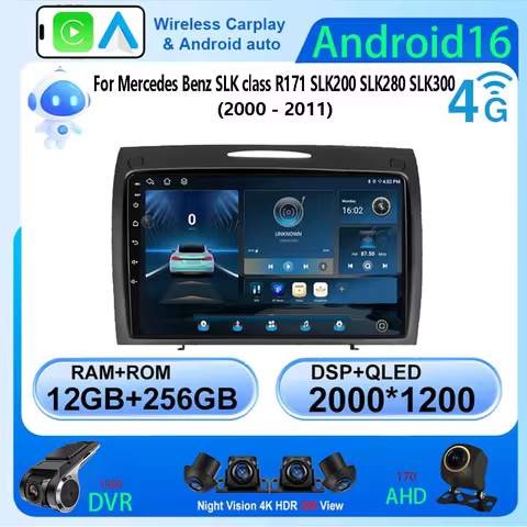 Android 16 For Mercedes Benz SLK class R171 SLK200 SLK280 SLK300 2000-2011 Car Radio Multimedia Vide