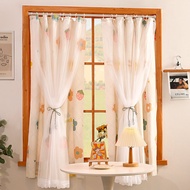 Bedroom Curtain with Rod Full Set Punch-free Installation Small Window Simple Bay Window Shading Cloth Rental Ins Style Short