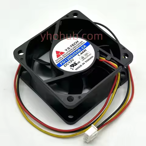Y.S.TECH FD1260255B-2A DC 12V 1.44W 3-wire 60x60x25mm Server Cooling Fan