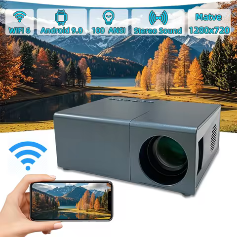 Besus J9C Mate Mini Projector with WiFi 6,Outdoor Movie Projector 1080P Full HD Support, Big Screen 