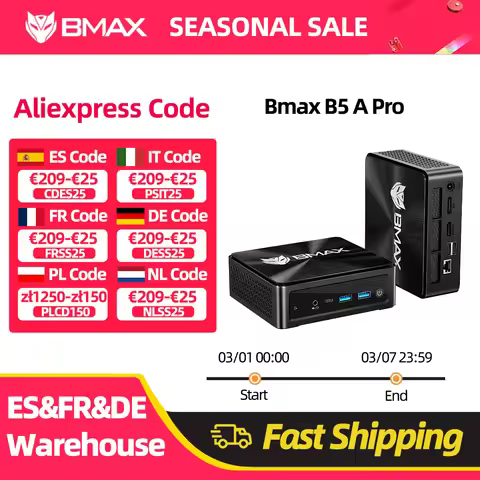 BMAX B5 A Pro AMD Ryzen7 5700U 5825U Processor AMD Radeon Graphics 16GB(Support Max 64GB) DDR4 512GB