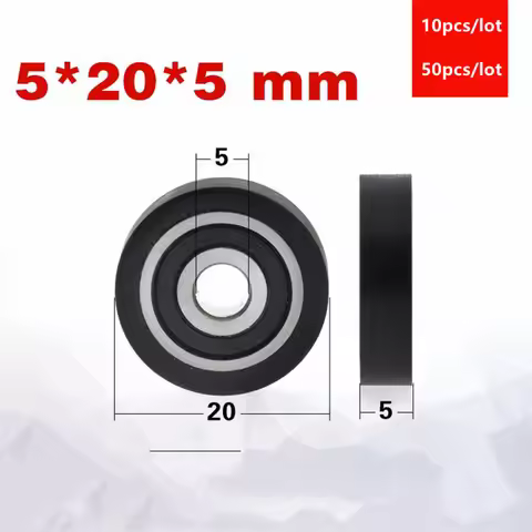 10pcs/50pcs 5*20*5mm polyurethane PU 625RS 625-2RS drawer showcase low noise roller bearing friction
