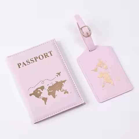 2024 New PU Map Pattern Passport Covers Luggage Tag Set Passport Protector Luggage Tags Passport Wal
