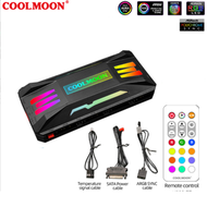 COOLMOON溫控散熱風扇12CM雙光圈電腦水冷5V神光同步argb機箱風扇（溫控ARGB三合一【黑】）