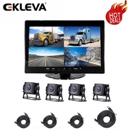 EKLEVA 10 inch DVR Monitor with 4 Camera 360 Dashcam Video Recorder for Rear View Reverse Park Backup HD Dash Cam for Truck Car