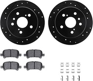 Dynamic Friction Company Rear Brake Rotors-Drilled and Slotted-Black with 5000 Advanced Brake Pads i