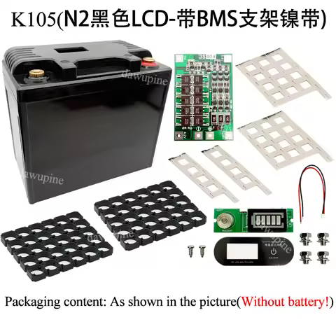 12V 30Ah to 35Ah Motorcycle 18650 Battery Holder Storage Box Plastic Case 3S 40A BMS With Nickel Str