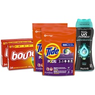 Pods Liquid Laundry Detergent Pacs, Downy Unstopable Scent Beads and Bounce Dryer Sheets, Better Tog