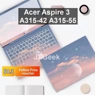 Sticker Laptop Acer Aspire 3 A315 Aspire 5 A515 A315-42 A315-55 A315-23 A315-34 15.6 Inch Laptop Skin with Keyboard Cover Three Sides Laptop Protective Cover Anti-scratch Film Waterproof Removable Laptop Casing Full Cover
