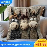 18x18 inch Funny Donkey Decorative Throw Pillow Covers, Giraffe Pillow Cover, Animal Embroidery Squa