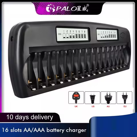 PALO 4-48 slots AA AAA battery charger LCD display smart fast charger for 1.2V AA AAA Ni-MH Ni-CD re