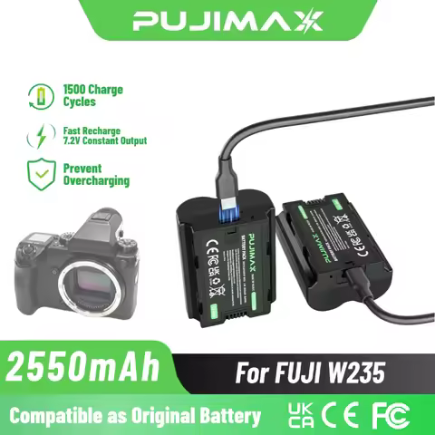 Battery PUJIMAX 2550mAh NP-W235 W 235 USB-C Rechargeable for Fujifilm X-T5 X-S20 X-H2S X-T4 X-H2 GFX