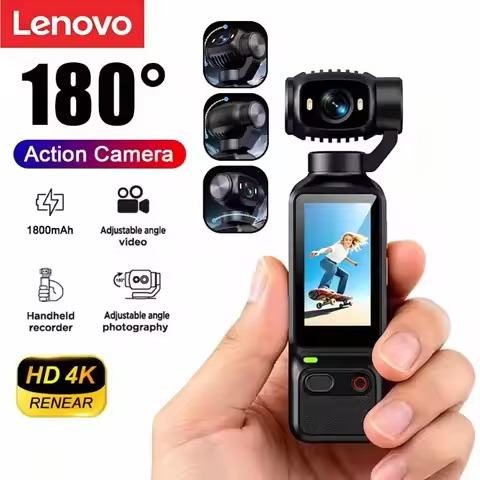 Lenovo HD 4K Action Camera 180° Rotatable For Vlog YouTube Tiktok Girls Record Life Video Recording 