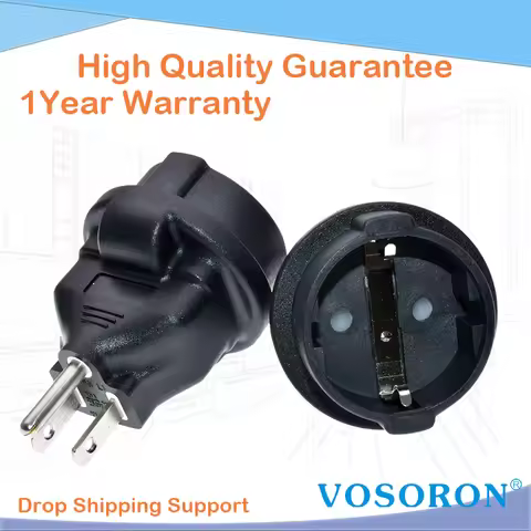 Black 10A 250V copper USA Japan Canada 5-15P Male to EU 4.8MM Germany Russia Korea 2P+E female adapt