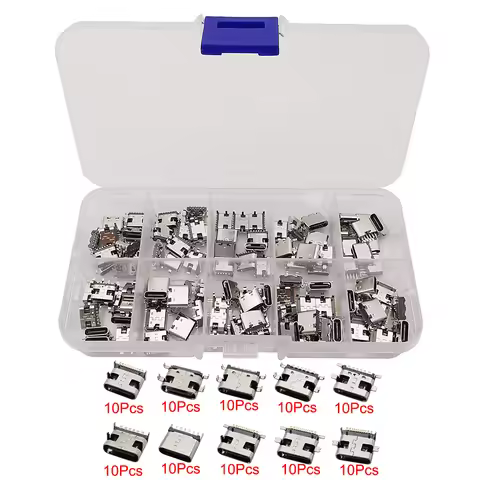 100Pcs/Box Type-C USB Female Charging Socket Connector 6Pin 16Pin PCB Soldering DIY Repair Type C Ja
