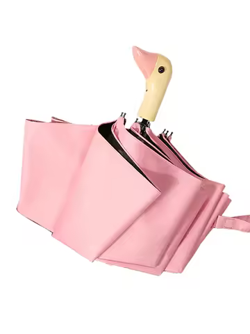 Cute Duck Wooden Handle Umbrellas Folding Automatic Anti-UV Windproof Black Coating Lady Portable Su