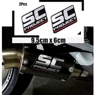 3D Aluminum Emblem Decal Heat-resistant Motorcycle Exhaust Pipe Stickers SC Project 2Pcs/Set