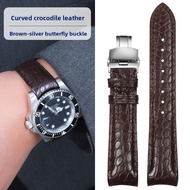 20Mm 22Mm Curved Crocodile Skin Watchband For Rolex Omega Tissot IWC Seiko Watch Strap Mens Soft Gen