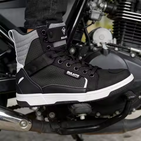 Men's Motorcycle Shoes Boots Four Seasons - Breathable Anti-fall Motorbike Gear Shift Shoes for Ride