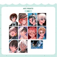 Art prints A6 Bungou Stray Dogs, Vanitas no Carte, Dr Stone, Blue Lock